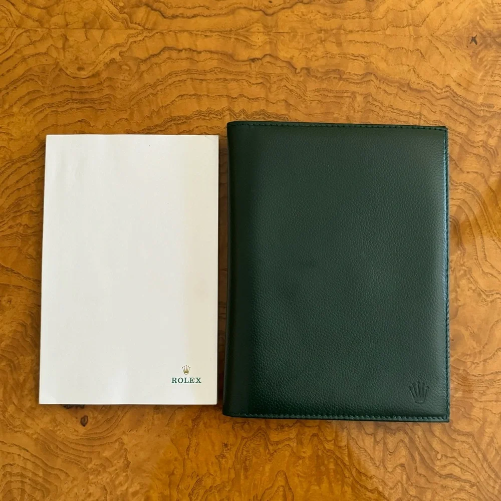 Vintage New Genuine ROLEX Green Leather Note Pad . - Picture 1 of 8